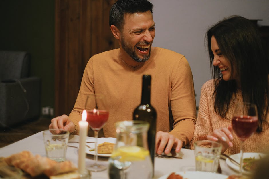 Two people laughing during a deep conversation