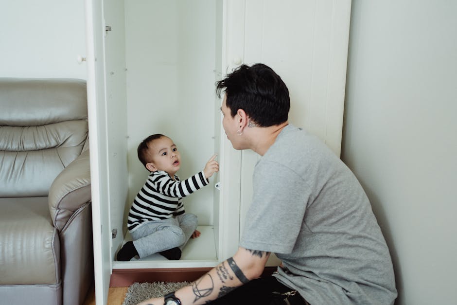 Parent and child playing calmly at home