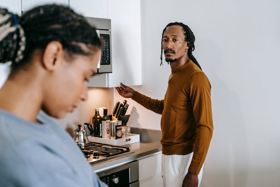 Couple having a calm conversation after disagreement