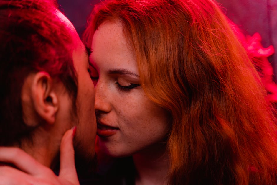 Romantic couple in an intense embrace, illustrating passion and attraction