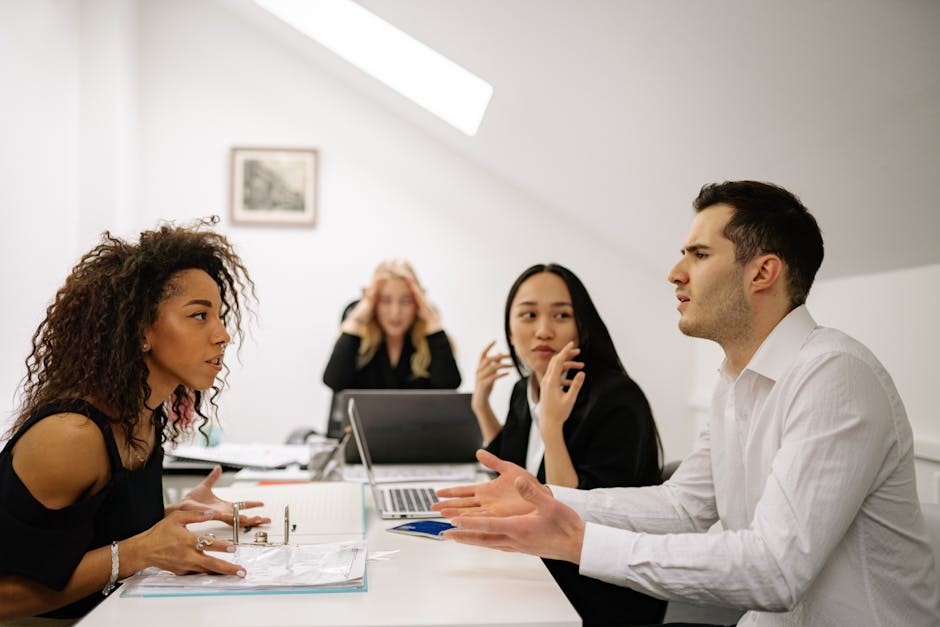 Team collaboration and workplace personality types concept