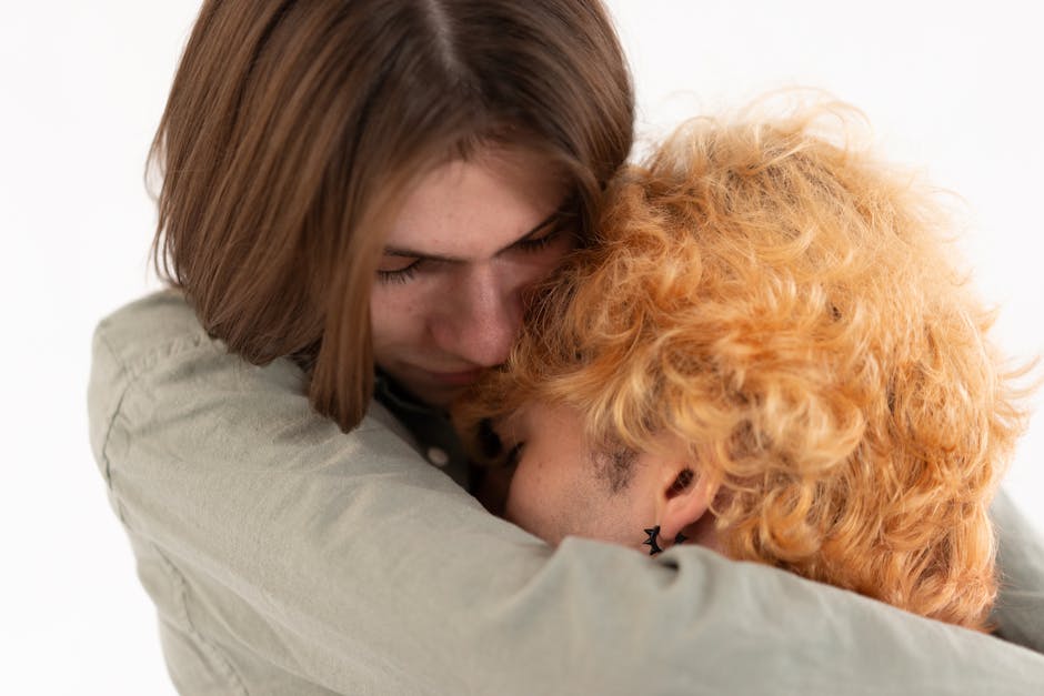 Couple embracing in a warm intimate moment