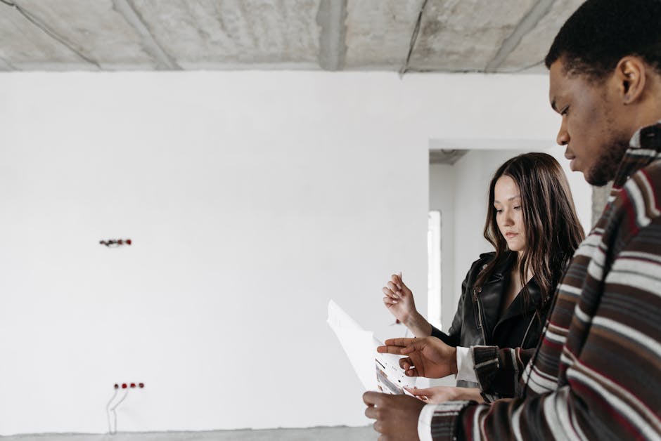 Couple planning life together with a shared project at home