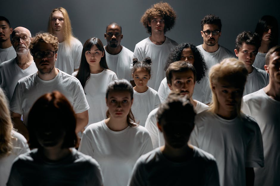 Diverse group of people in a cultural or social setting
