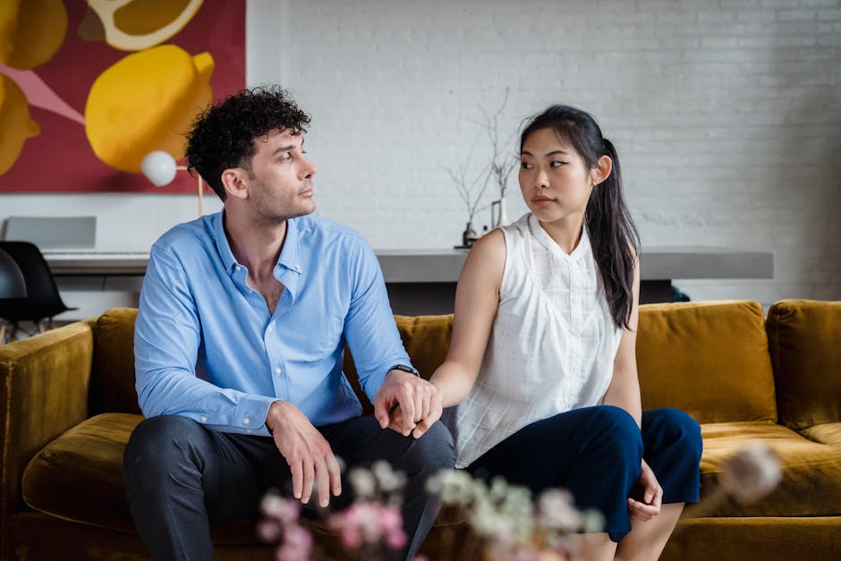Couple sitting together in a calm conversation, illustrating intimacy and emotional closeness