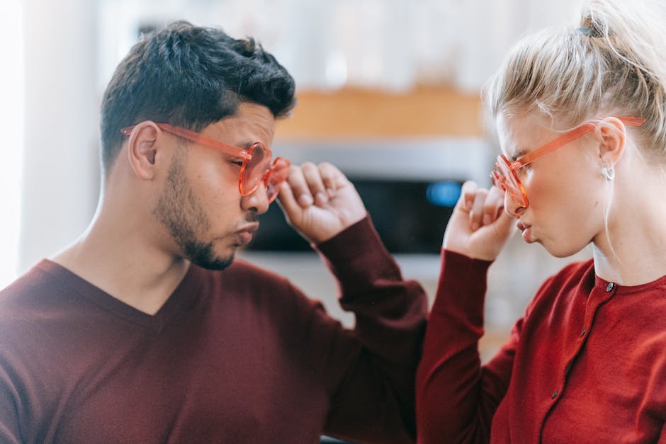 Two people making eye contact in a social setting