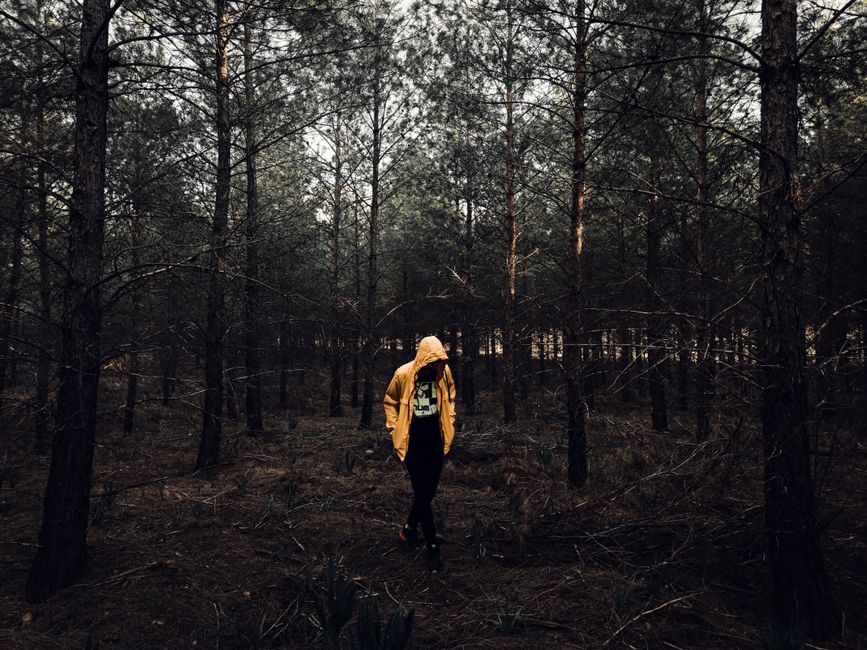 Person walking alone in nature to think and reconnect with self
