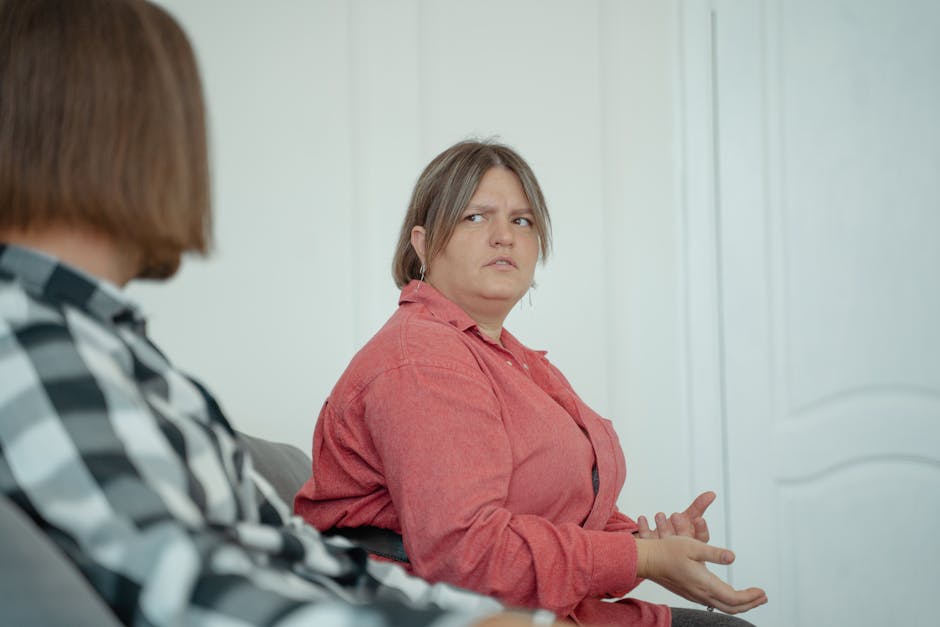 Two people discussing boundaries in a calm conversation