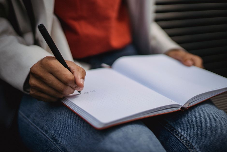 Notebook with personality traits and values written down