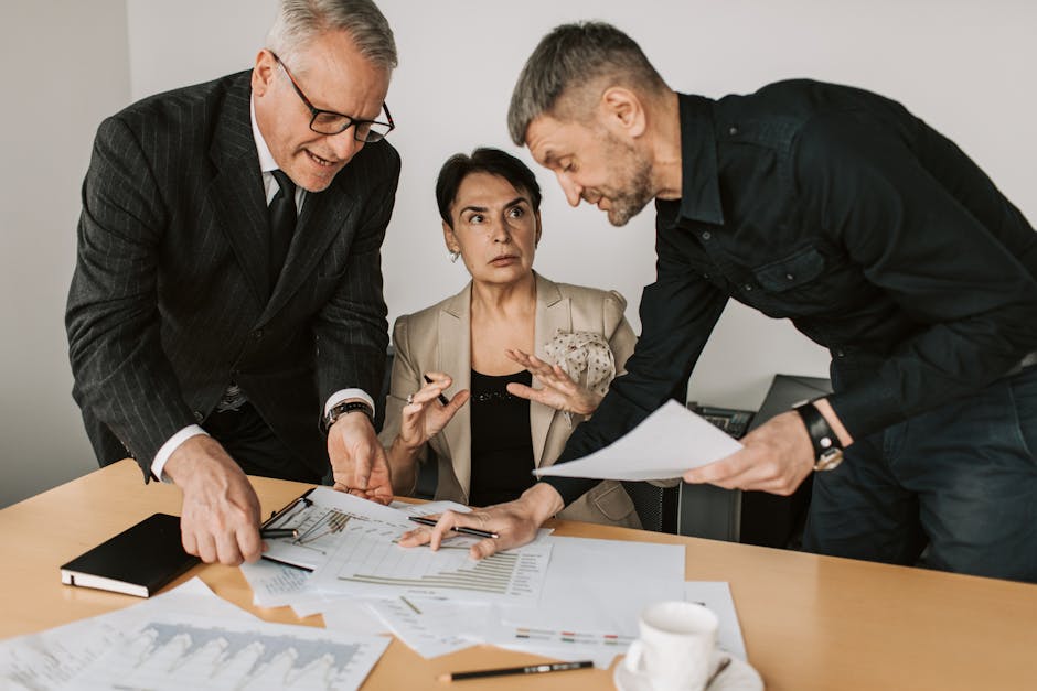 Group of people in a competitive workplace environment